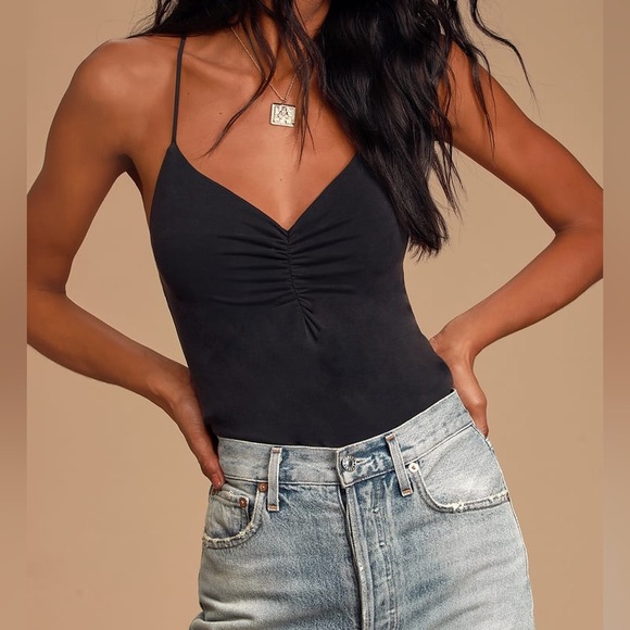 Lulus Tops - Lulu’s black spaghetti strap tank w/ruched front. Small. Adjustable straps.